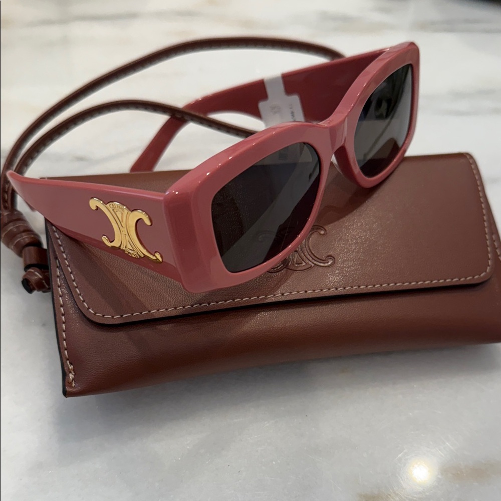 Celine Rose Sunglasses with Gold Detail